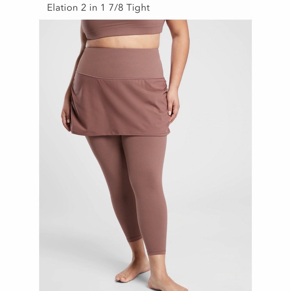 Athleta (Hearth Rose) Brown Skirted Leggings NWT SZ XL - Picture 4 of 16